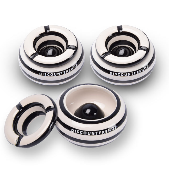 3x Stijlvolle Aardewerk Asbak 11cm x 6cm Zwart - Perfect Rookaccessoire