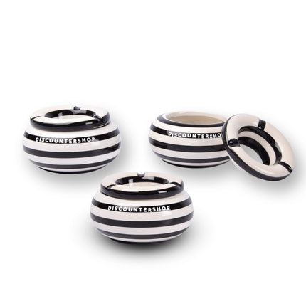3x Stijlvolle Aardewerk Asbak 11cm x 6cm Zwart - Perfect Rookaccessoire