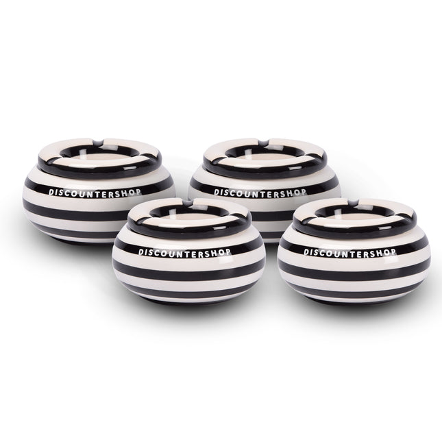 4x Stijlvolle Aardewerk Asbak 11cm x 6cm Zwart - Perfect Rookaccessoire