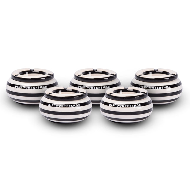5x Stijlvolle Aardewerk Asbak 11cm x 6cm Zwart - Perfect Rookaccessoire