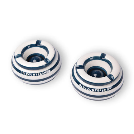 2x Stijlvolle Aardewerk Asbak 11cm x 6cm blauw - Perfect Rookaccessoire