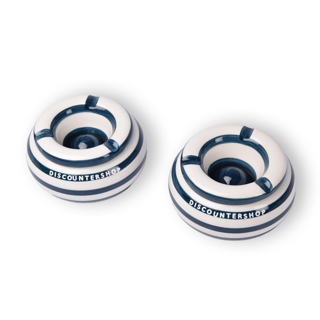 2x Stijlvolle Aardewerk Asbak 11cm x 6cm blauw - Perfect Rookaccessoire