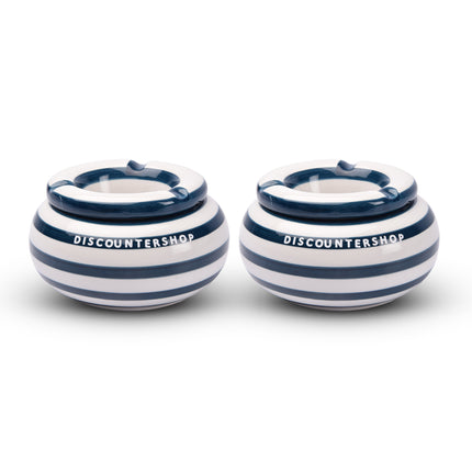 2x Stijlvolle Aardewerk Asbak 11cm x 6cm blauw - Perfect Rookaccessoire