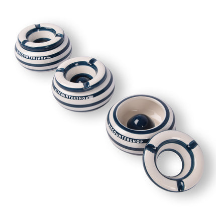 3x Stijlvolle Aardewerk Asbak 11cm x 6cm blauw - Perfect Rookaccessoire