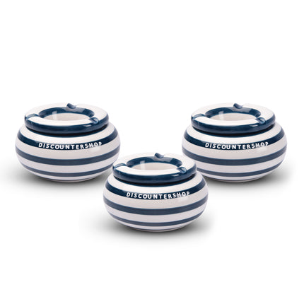 3x Stijlvolle Aardewerk Asbak 11cm x 6cm blauw - Perfect Rookaccessoire