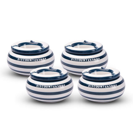 4x Stijlvolle Aardewerk Asbak 11cm x 6cm blauw - Perfect Rookaccessoire