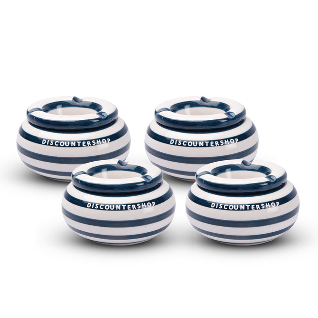4x Stijlvolle Aardewerk Asbak 11cm x 6cm blauw - Perfect Rookaccessoire