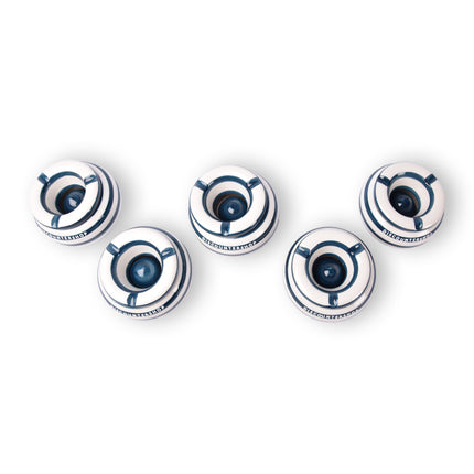5x Stijlvolle Aardewerk Asbak 11cm x 6cm blauw - Perfect Rookaccessoire