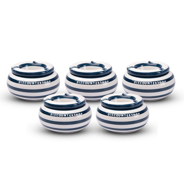 5x Stijlvolle Aardewerk Asbak 11cm x 6cm blauw - Perfect Rookaccessoire