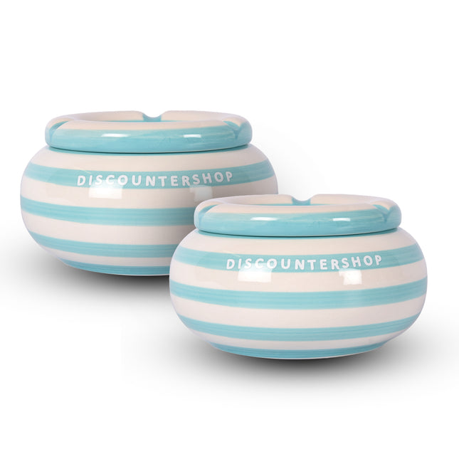 2x Stijlvolle Aardewerk Asbak 11cm x 6cm turquoise - Perfect Rookaccessoire
