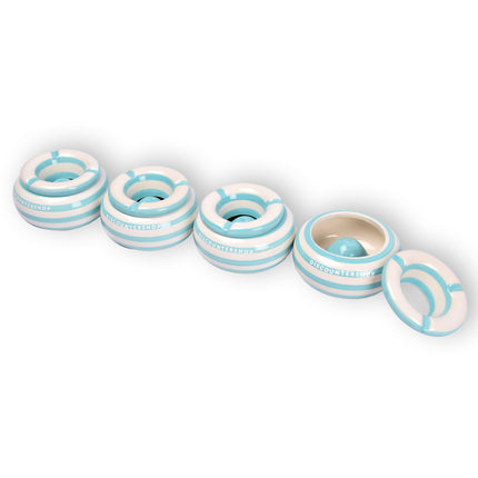 4x Stijlvolle Aardewerk Asbak 11cm x 6cm turquoise - Perfect Rookaccessoire