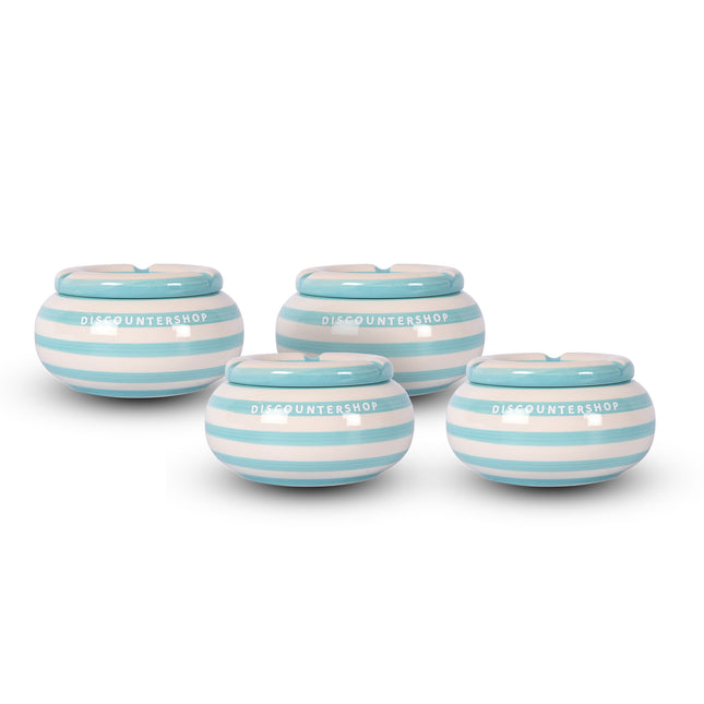 4x Stijlvolle Aardewerk Asbak 11cm x 6cm turquoise - Perfect Rookaccessoire