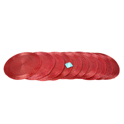 10 Luxe Ronde Rode Placemats | Ø31cm | Superieure Kwaliteit en Vlekbestendig | Ideale Tafelbeschermers Keuken en Hotel | Eenvoudig te  Reinigen en Duurzaam