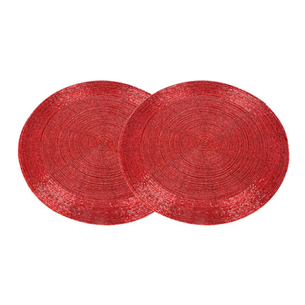 Set van 2 Ronde Rode Polyester Placemats | Diameter van 31cm en Dikte van 5mm | Wasbare Tafelmatjes voor Dagelijks Gebruik en Speciale Gelegenheden