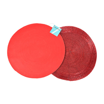 Set van 2 Ronde Rode Polyester Placemats | Diameter van 31cm en Dikte van 5mm | Wasbare Tafelmatjes voor Dagelijks Gebruik en Speciale Gelegenheden