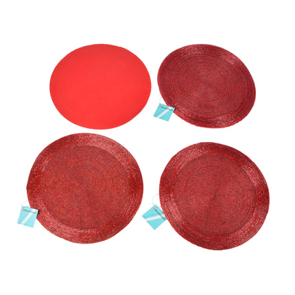 Exclusieve Collectie van 4 Luxe Rode Tafelplacemats | Rond | Polyester | Ø31cm | 5mm Dik | Thermische Bescherming | Ideaal voor Huishoudelijk en Professioneel Gebruik in Keukens en Cafés