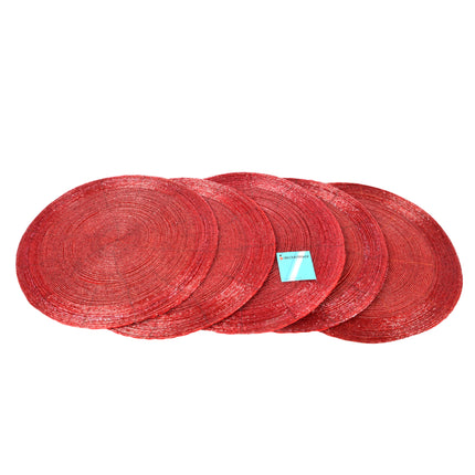 Luxe Set van 5 Rode Ronde Polyester Placemats | 31cm Diameter | Perfecte Tafelbeschermers met Antislip | Duurzaam voor Dagelijks Gebruik en Speciale Gelegenheden