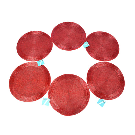 Set van 6 Luxe Rode Polyester Placemats | Ø31cm | Duurzame Tafelbeschermers voor Binnen en Buiten | Gemakkelijk Schoon te Maken | Warmte-Isolerend en Vlekbestendig Tafelonderzetters