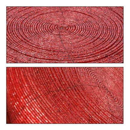 Luxe Set van 5 Rode Ronde Polyester Placemats | 31cm Diameter | Perfecte Tafelbeschermers met Antislip | Duurzaam voor Dagelijks Gebruik en Speciale Gelegenheden