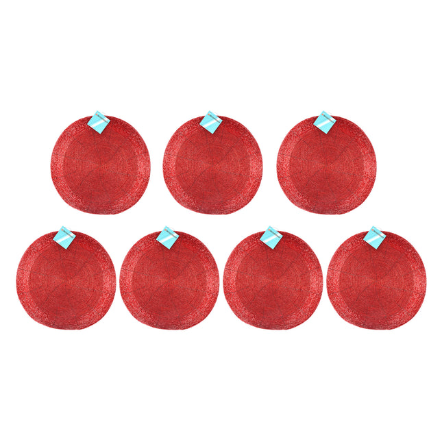Luxe Rode Polyester Placemats | 7 Stuks | 31cm Diameter | Antislip en Hittebestendig | Makkelijk Schoon te Maken en Duurzaam | Ideaal voor Keuken | Stijlvolle Tafelbeschermers en Onderzetters