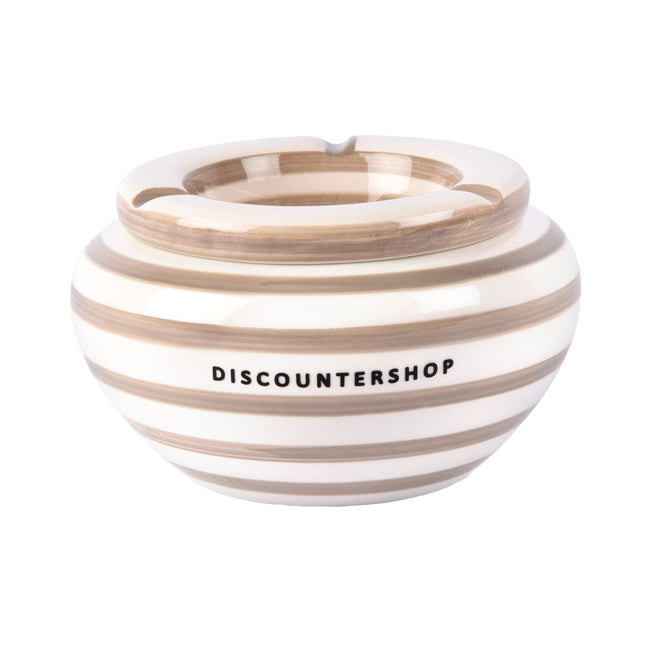Stijlvolle Aardewerken Asbak Beige | Stormasbak voor Binnen en Buiten | Sigaretten Asbak 14 cm Diameter |  7.5cm Hoogte | Onmisbaar voor Elke Rookliefhebber