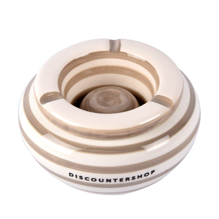 Stijlvolle Aardewerken Asbak Beige | Stormasbak voor Binnen en Buiten | Sigaretten Asbak 14 cm Diameter |  7.5cm Hoogte | Onmisbaar voor Elke Rookliefhebber