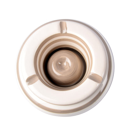Stijlvolle Aardewerken Asbak Beige | Stormasbak voor Binnen en Buiten | Sigaretten Asbak 14 cm Diameter |  7.5cm Hoogte | Onmisbaar voor Elke Rookliefhebber