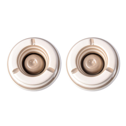 Robuuste Aardewerken Sigaretten Asbak | 2 Stuks Beige | 14cm Diameter | 7.5cm Hoogte | Stormasbak voor Binnen en Buiten | Perfect als Rook Asbak | De Perfecte Mix van Schoonheid en Functionaliteit