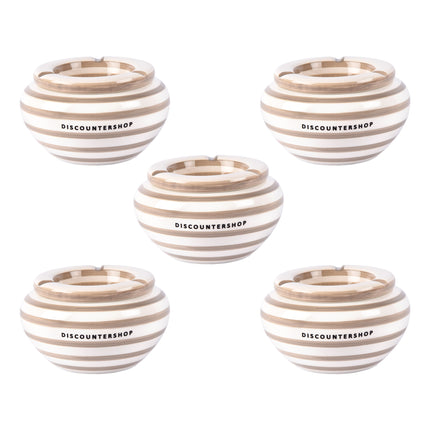 Aardewerken stormasbakken 5 stuks - beige - afmetingen 14cm x 7.5cm - geschikt als sigarettenasbak