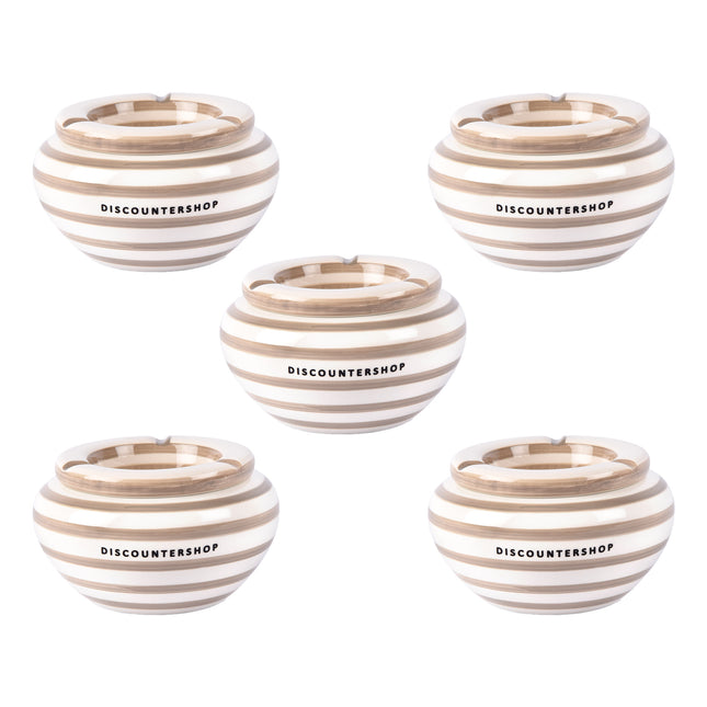 Aardewerken stormasbakken 5 stuks - beige - afmetingen 14cm x 7.5cm - geschikt als sigarettenasbak