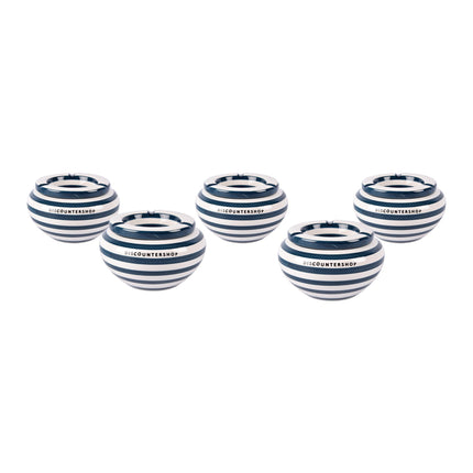 5-delige Set Hoogwaardige Blauwe Aardewerken Asbakken - Geschikt voor Binnen Gebruik - Stormasbak - 14cm x 7.5cm 