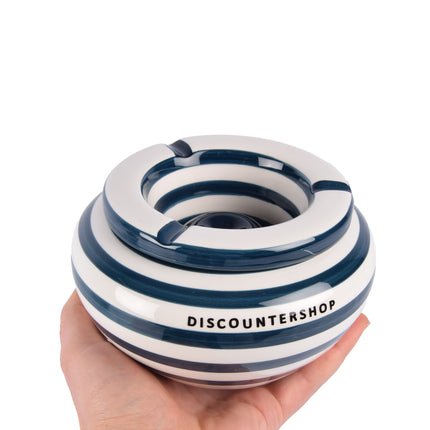 5-delige Set Hoogwaardige Blauwe Aardewerken Asbakken - Geschikt voor Binnen Gebruik - Stormasbak - 14cm x 7.5cm 