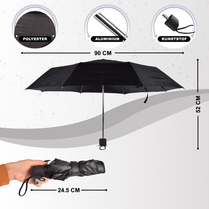 Zwarte Stormparaplu Set - Robuust en Groot Formaat - 4 Stuks - 752g - 90cm Diameter