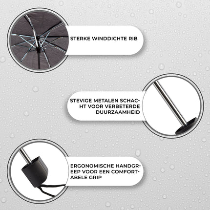 Zwarte Stormparaplu Set - Robuust en Groot Formaat - 4 Stuks - 752g - 90cm Diameter