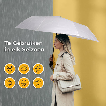 10x Grote Opvouwbare Stormparaplu van Polyester met Aluminium Frame - Wit | 100cm Diameter
