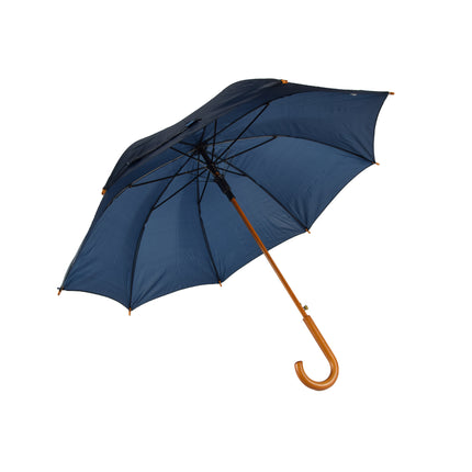 Zeven Duurzame Automatische Paraplu's - Navy Blauw - Houten Stok en Handvat - Polyester en Aluminium - 89x98cm