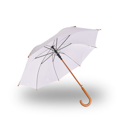 Paraplu | wit | Stormparaplu | polyester | automatische paraplu | 395g | Stevige paraplu | Opvouwbare paraplu | Houten handvat | 89cm*98cm