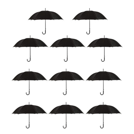 11x Paraplu's in Zwart - Polyester en Aluminium - Lengte 93cm - Diameter. 115cm - Automatische Paraplu