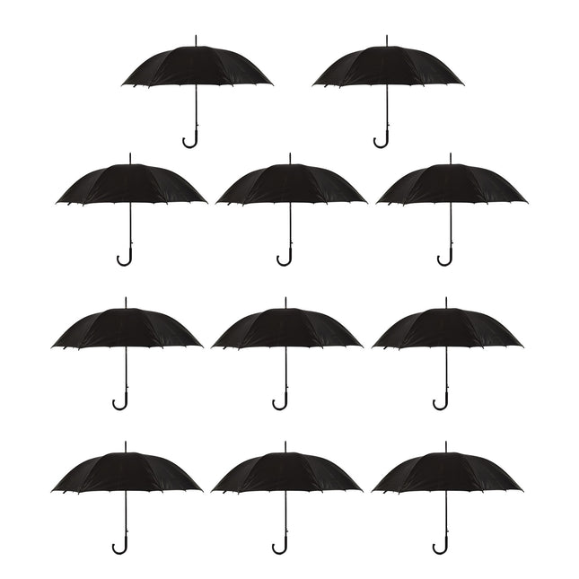 11x Paraplu's in Zwart - Polyester en Aluminium - Lengte 93cm - Diameter. 115cm - Automatische Paraplu