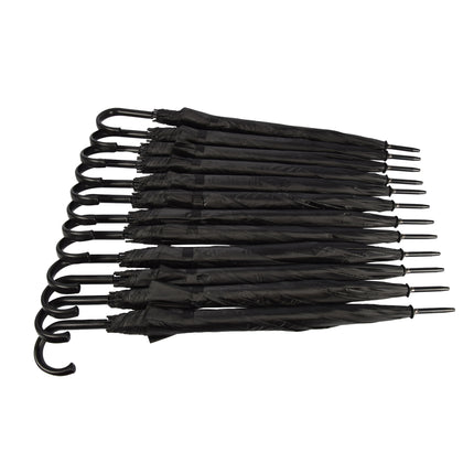 12x Paraplu's in Zwart - Polyester en Aluminium - Lengte 93cm - Diameter. 115cm - Automatische Paraplu