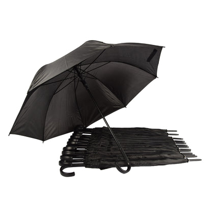 12x Paraplu's in Zwart - Polyester en Aluminium - Lengte 93cm - Diameter. 115cm - Automatische Paraplu