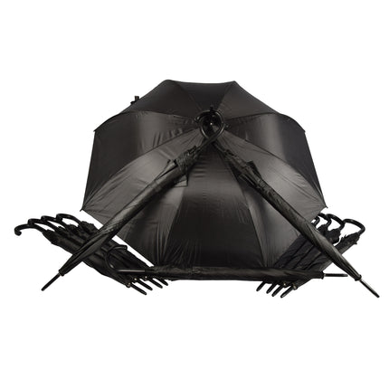 12x Paraplu's in Zwart - Polyester en Aluminium - Lengte 93cm - Diameter. 115cm - Automatische Paraplu