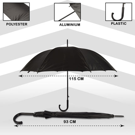 11x Paraplu's in Zwart - Polyester en Aluminium - Lengte 93cm - Diameter. 115cm - Automatische Paraplu