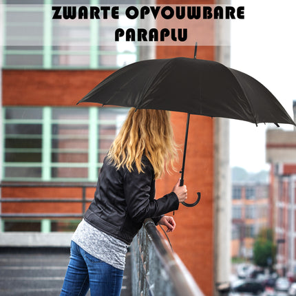 12x Paraplu's in Zwart - Polyester en Aluminium - Lengte 93cm - Diameter. 115cm - Automatische Paraplu