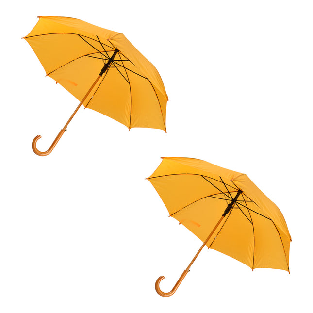 2x | Paraplu | Automatische paraplu | oranje&geel | Opvouwbare paraplu | Houten handvat | 89cm*98cm