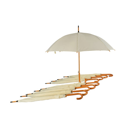Set van 10 Kwalitatieve Opvouwbare Paraplu's met Houten Handvat - Automatisch - Ø98 cm - Unisex - Wit Vanille – Stormparaplu