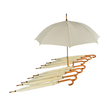 Set van 10 Kwalitatieve Opvouwbare Paraplu's met Houten Handvat - Automatisch - Ø98 cm - Unisex - Wit Vanille – Stormparaplu