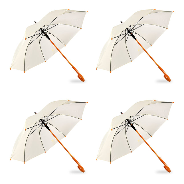 Trendy Automatische Opvouwbare Stormparaplu - Ø98 cm - Aluminium Frame - Unisex - Wit Vanille – Polyester Set van 4