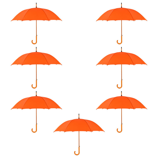 Zevenvoudig stijlvol: Set van 7 prachtige oranje automatische stormparaplu's - diameter 102 cm - Polyester -  Opvouwbare 