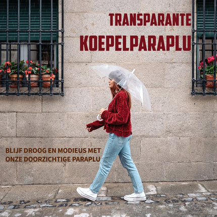 Duo Pack  Automatische Paraplu's in Transparant en Wit | Unisex | Grootte Ø98cm | Robuust Kunststof en Aluminium | Bestand tegen Zware Wind en Regen | Modieus voor Alle Leeftijden